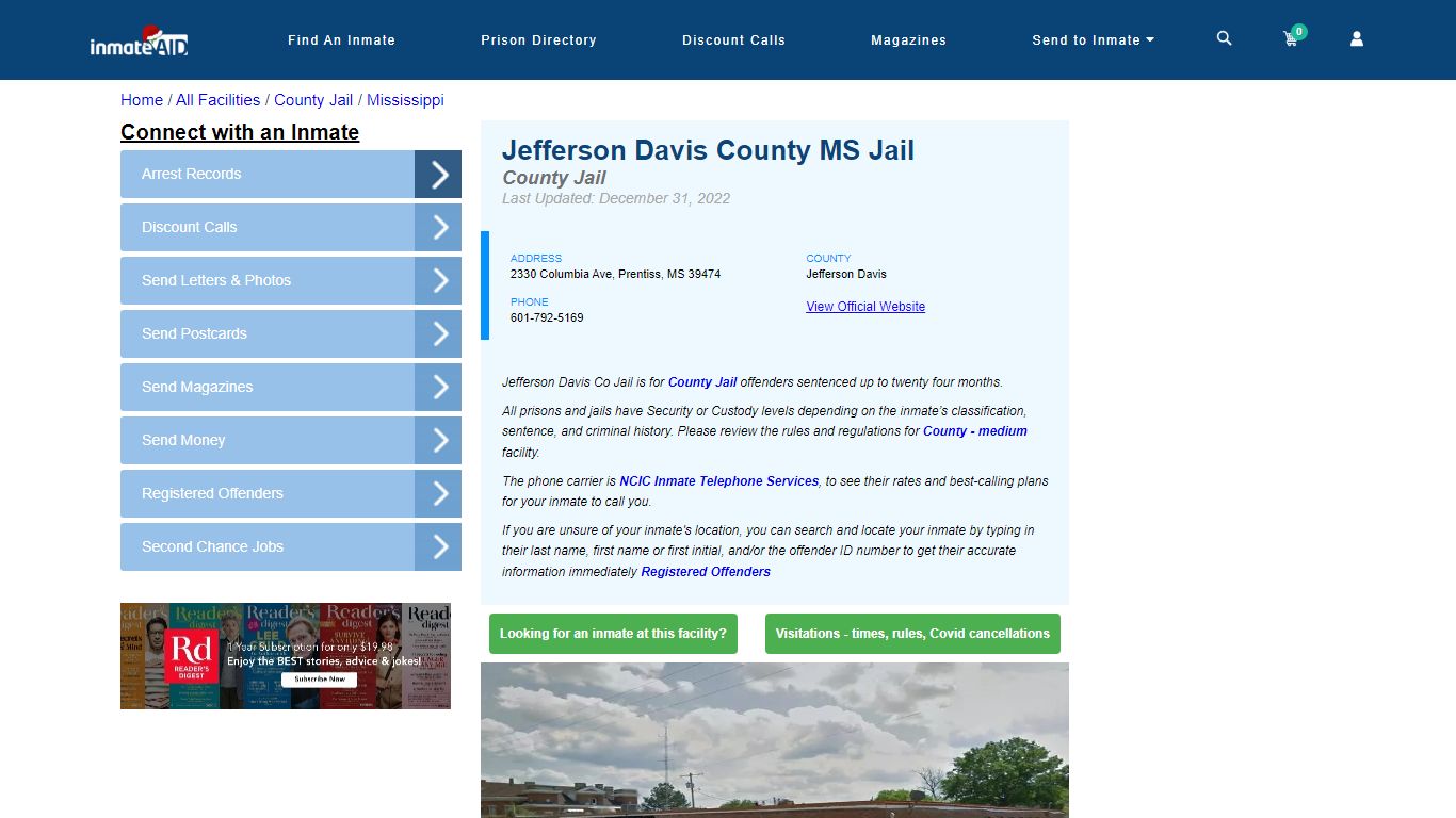 Jefferson Davis County MS Jail - Inmate Locator - Prentiss, MS