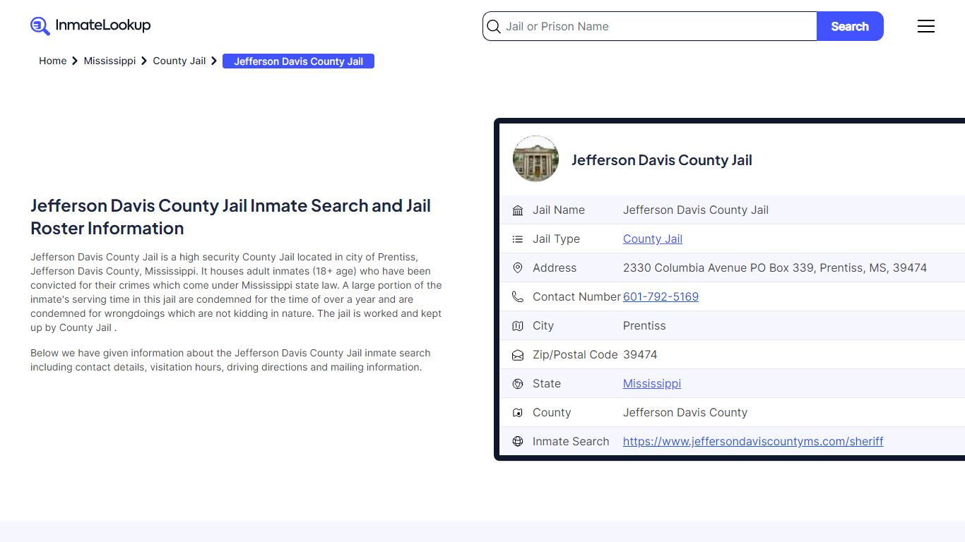 Jefferson Davis County Jail Inmate Search, Jail Roster, Bookings ...